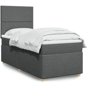 vidaXL Boxspringbett mit Matratze Dunkelgrau 80x200 cm Stoff