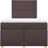 vidaXL Boxspring met matras stof donkerbruin 120x200 cm