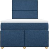 vidaXL Boxspring met matras stof blauw 120x200 cm
