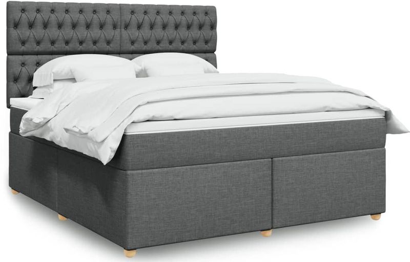 Vidaxl - Boxspringbett mit Matratze Dunkelgrau 180x200 cm Stoff