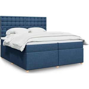 vidaXL Boxspringbett mit Matratze Blau 200x200 cm Stoff