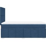 vidaXL Boxspring met matras stof blauw 80x200 cm