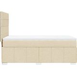 vidaXL - Boxspring - met - matras - stof - crèmekleurig - 80x200 - cm