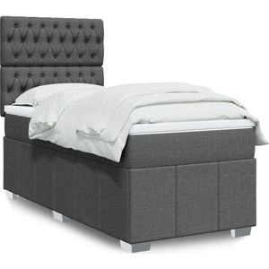 vidaXL Boxspringbett mit Matratze Dunkelgrau 80x200 cm Stoff