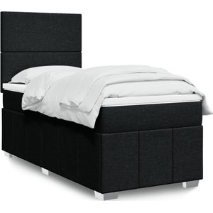 vidaXL Boxspringbett mit Matratze Schwarz 90x190 cm Stoff