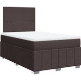 vidaXL Boxspring met matras stof donkerbruin 120x200 cm