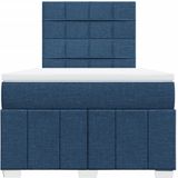 vidaXL Boxspring met matras stof blauw 120x200 cm