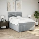 vidaXL Boxspringbett mit Matratze Hellgrau 160x200 cm Stoff