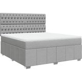 vidaXL Boxspringbett mit Matratze Hellgrau 180x200 cm Stoff