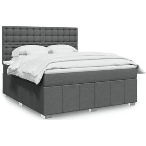 Vidaxl - Boxspringbett mit Matratze Dunkelgrau 180x200 cm Stoff