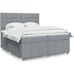 vidaXL Boxspring met matras stof lichtgrijs 200x200 cm