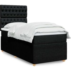 vidaXL - Boxspring - met - matras - stof - zwartx200 - cm