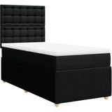 vidaXL Boxspring met matras stof zwart 90x190 cm