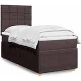 vidaXL Boxspringbett mit Matratze Dunkelbraun 100x200 cm Stoff