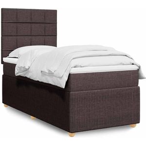 vidaXL - Boxspring - Donkerbruin - Stof - Met Pocketveringmatras