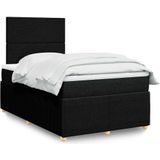 vidaXL - Boxspring - met - matras - stof - zwart - 120x190 - cm