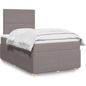 vidaXL Boxspring met matras stof taupe 120x190 cm