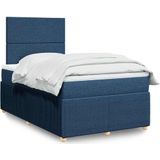 vidaXL - Boxspring - met - matras - stof - blauwx190 - cm