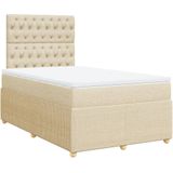 vidaXL Boxspringbett mit Matratze Creme 120x190 cm Stoff