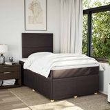 vidaXL Boxspring met matras stof donkerbruin 120x200 cm