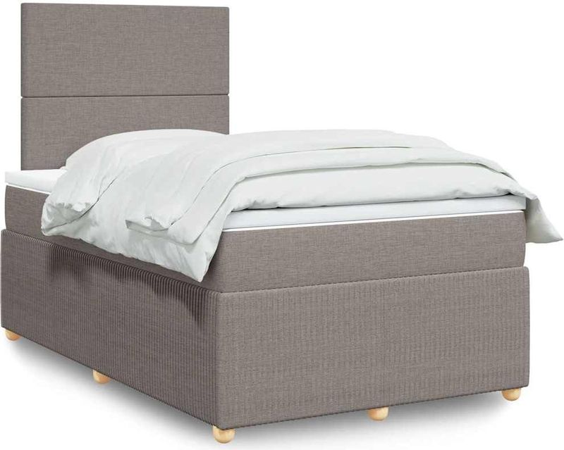 vidaXL - Boxspring - met - matras - stof - taupe - 120x200 - cm