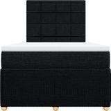 vidaXL Boxspring met matras stof zwart 120x200 cm