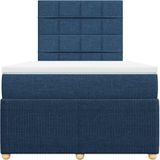vidaXL Boxspring met matras stof blauw 120x200 cm