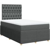 vidaXL - Boxspring - met - matras - stof - donkergrijs - 120x200 - cm