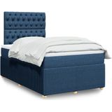 vidaXL - Boxspring - met - matras - stof - blauwx200 - cm