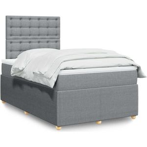 vidaXL Boxspring met matras stof lichtgrijs 120x200 cm
