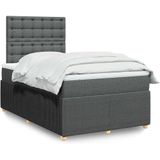 vidaXL Boxspring met matras stof donkergrijs 120x200 cm