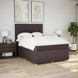vidaXL Boxspring met matras stof donkerbruin 140x200 cm