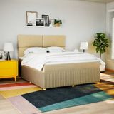 vidaXL Boxspring met matras stof crèmekleurig 180x200 cm