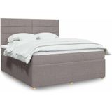 vidaXL - Boxspring - met - matras - stof - taupe - 180x200 - cm
