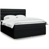 Boxspringbett mit Matratze Schwarz 180x200 cm Stoff vidaXL