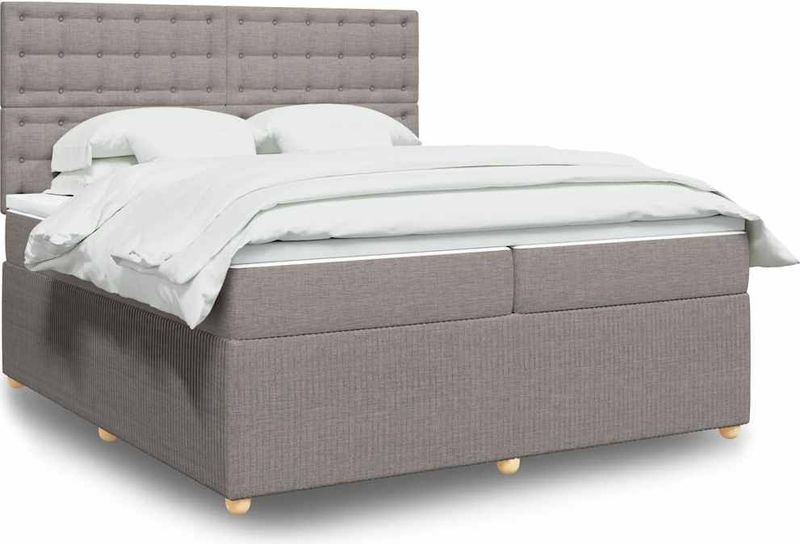 Vidaxl - Boxspringbett mit Matratze Taupe 200x200 cm Stoff