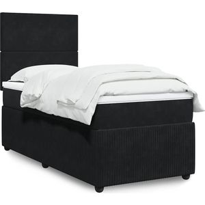 vidaXL Boxspringbett mit Matratze Schwarz 80x200 cm Samt