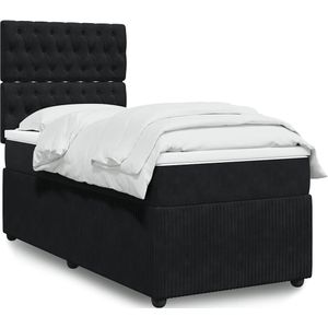 vidaXL Boxspringbett mit Matratze Schwarz 80x200 cm Samt