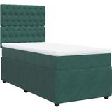 vidaXL - Boxspring - met - matras - fluweel - donkergroenx200 - cm