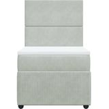 vidaXL - Boxspring - met - matras - fluweel - lichtgrijsx200 - cm