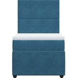 vidaXL - Boxspring - met - matras - fluweel - donkerblauw - 90x200 - cm