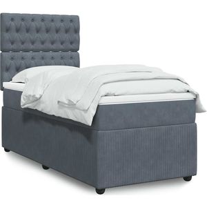vidaXL Boxspringbett mit Matratze Dunkelgrau 90x200 cm Samt