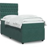 Vidaxl - Boxspringbett mit Matratze Dunkelgrün 90x200 cm Samt