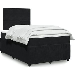 vidaXL Boxspring met matras fluweel zwart 120x190 cm