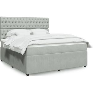 vidaXL Boxspring met matras fluweel lichtgrijs 180x200 cm