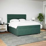 Vidaxl - Boxspringbett mit Matratze Dunkelgrün 180x200 cm Samt