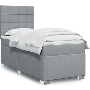 vidaXL Boxspringbett mit Matratze Hellgrau 80x200 cm Stoff