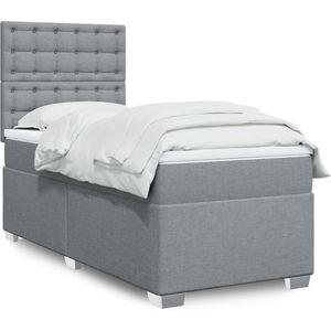 vidaXL Boxspringbett mit Matratze Hellgrau 80x200 cm Stoff