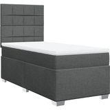 vidaXL Boxspringbett mit Matratze Dunkelgrau 90x200 cm Stoff