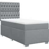 vidaXL Boxspring met matras stof lichtgrijs 90x200 cm